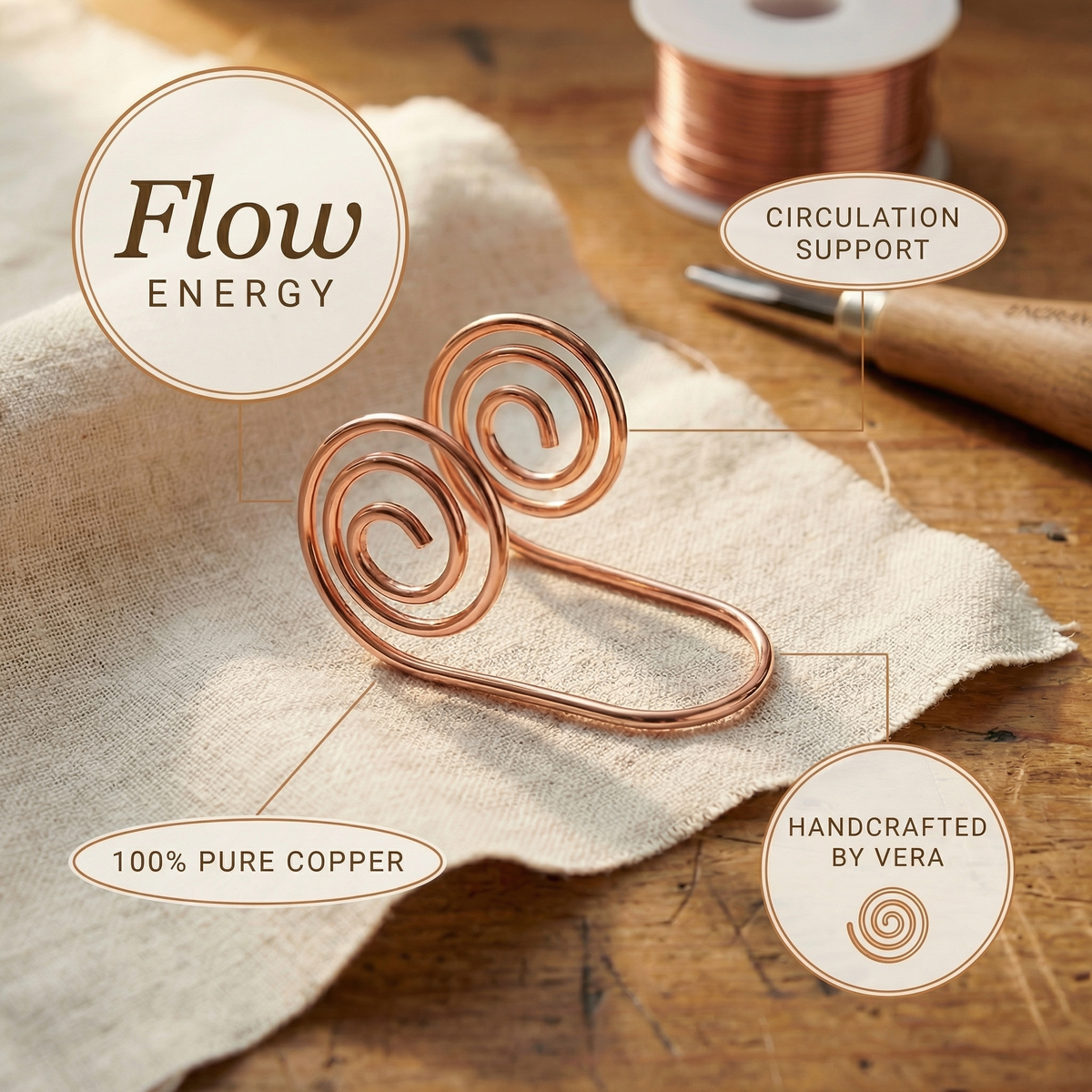 Espiral de Mão em Cobre de Nancy