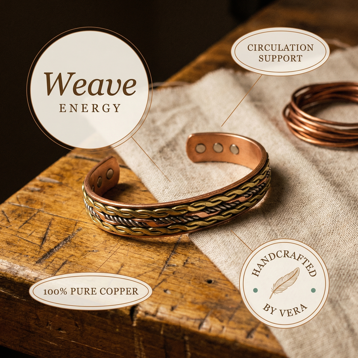 Bracelete de Cobre Weave da Nancy