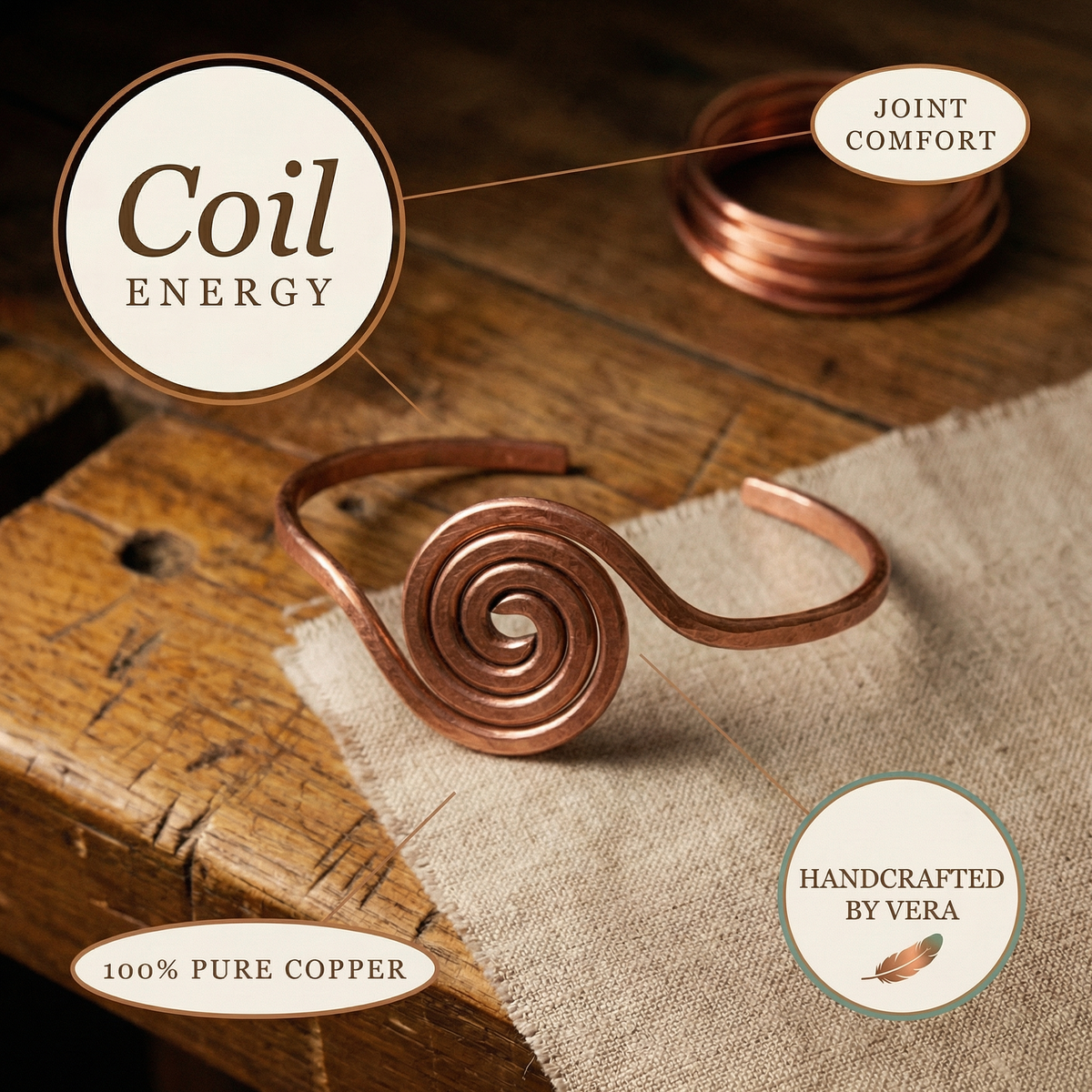 Pulseira de Cobre em Espiral da Nancy
