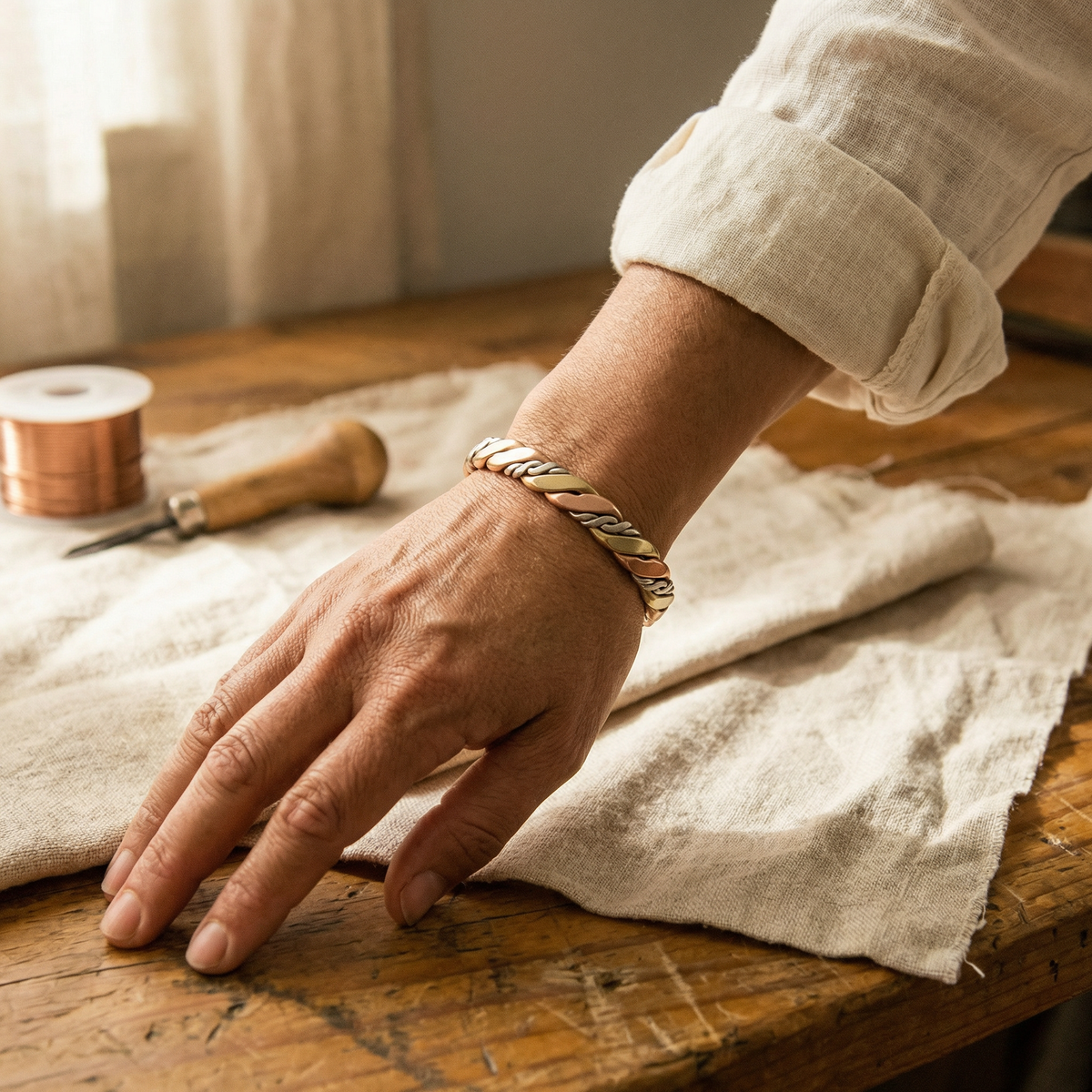 Pulseira de Cobre com Pedra da Nancy