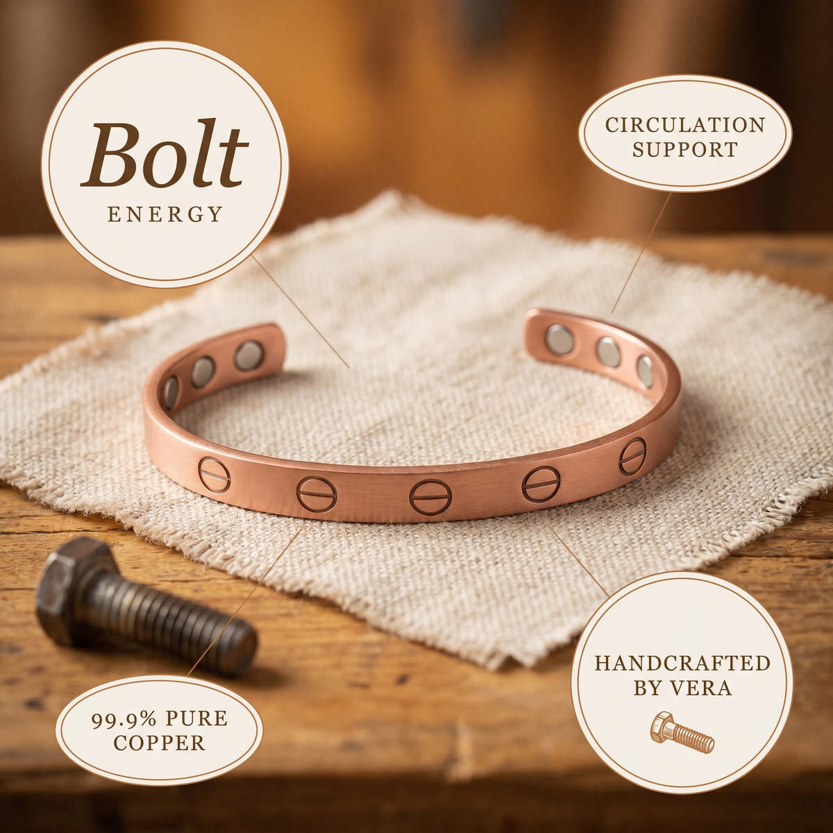 Pulseira de Cobre Nancy's Bolt
