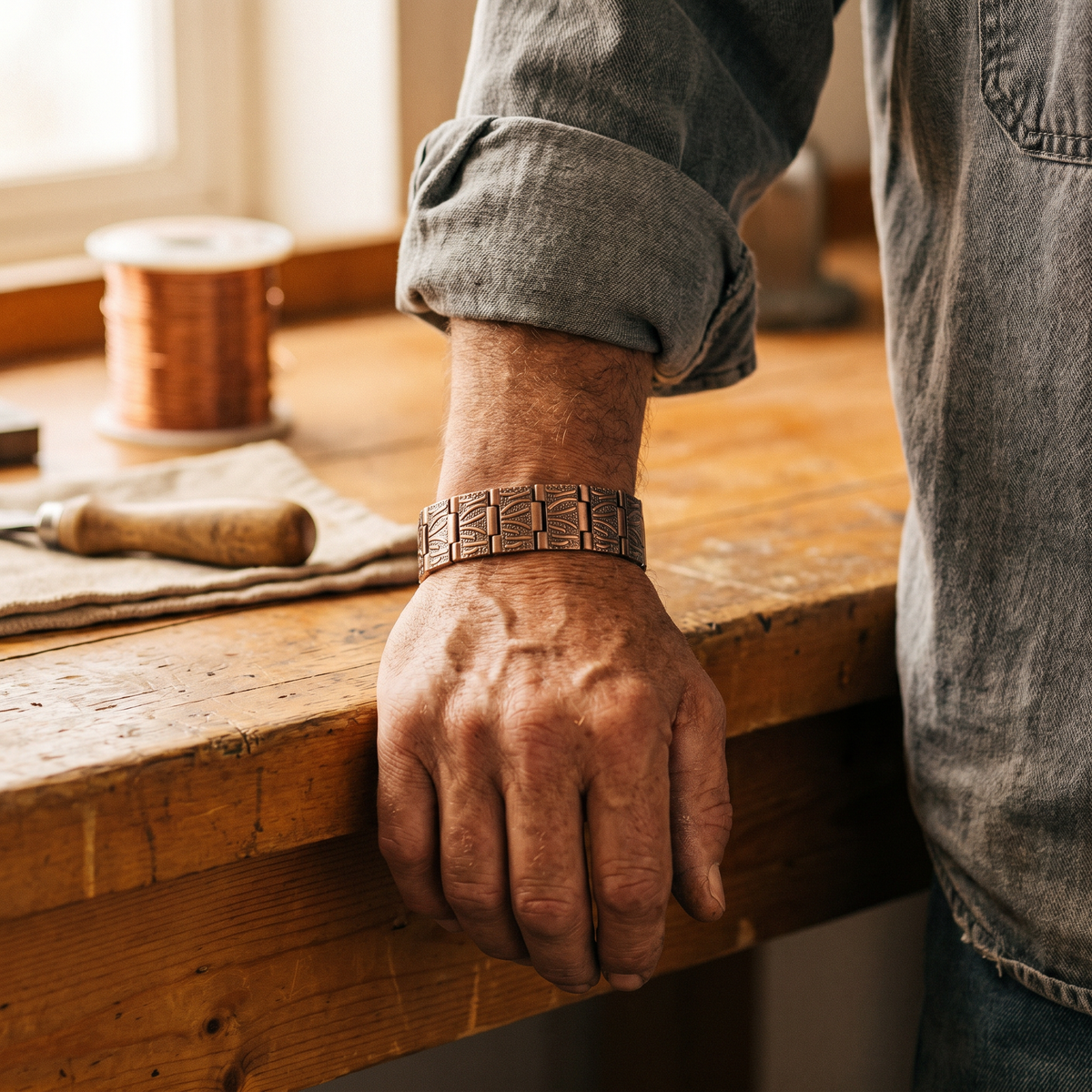 Pulseira de Cobre Grit para Homens da Nancy
