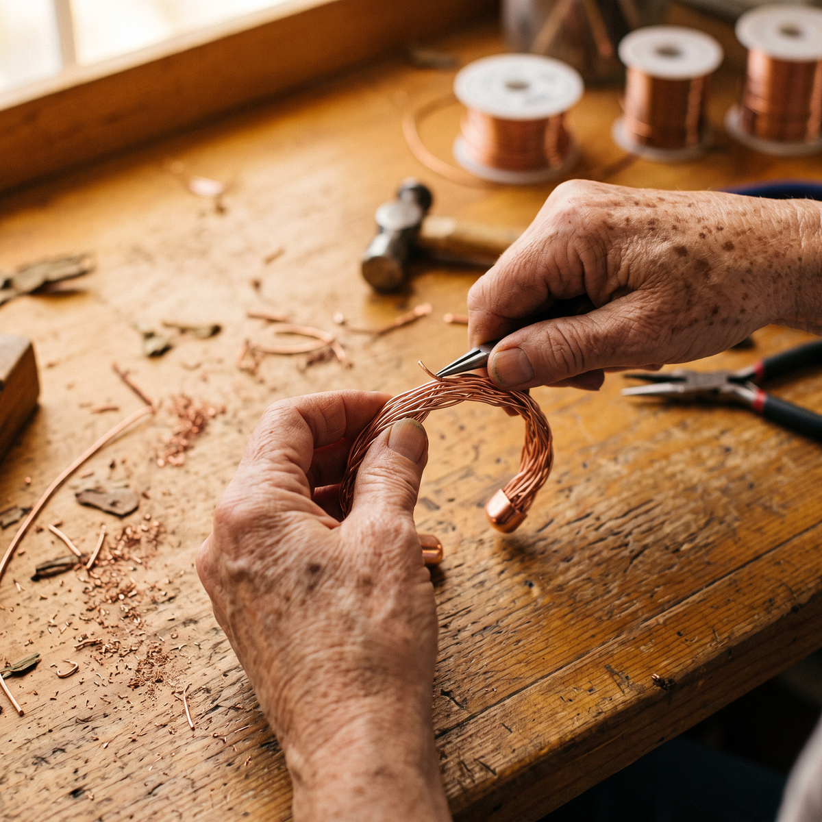 Pulseira de Cobre em Cuff de Ulmeiro da Nancy