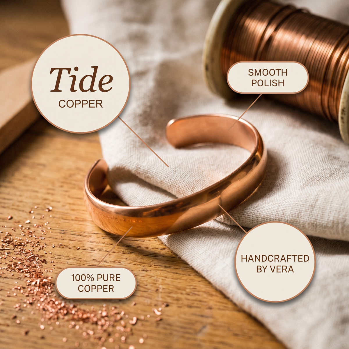 Pulseira de Cobre da Maré da Nancy