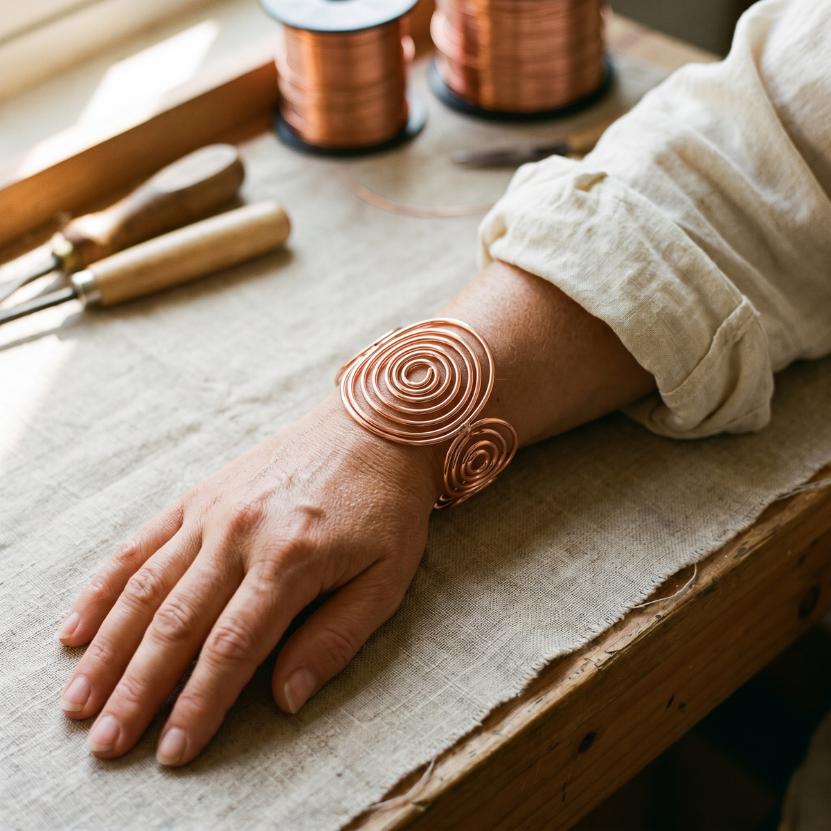 Pulseira Espiral de Cobre da Nancy