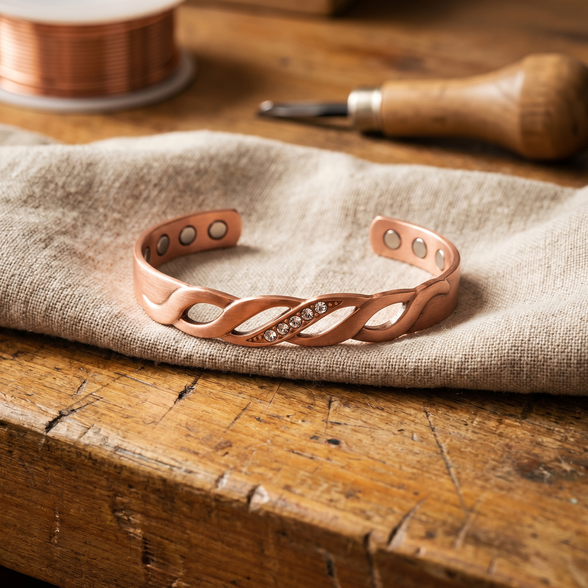 Pulseira de Cobre com Costura da Nancy