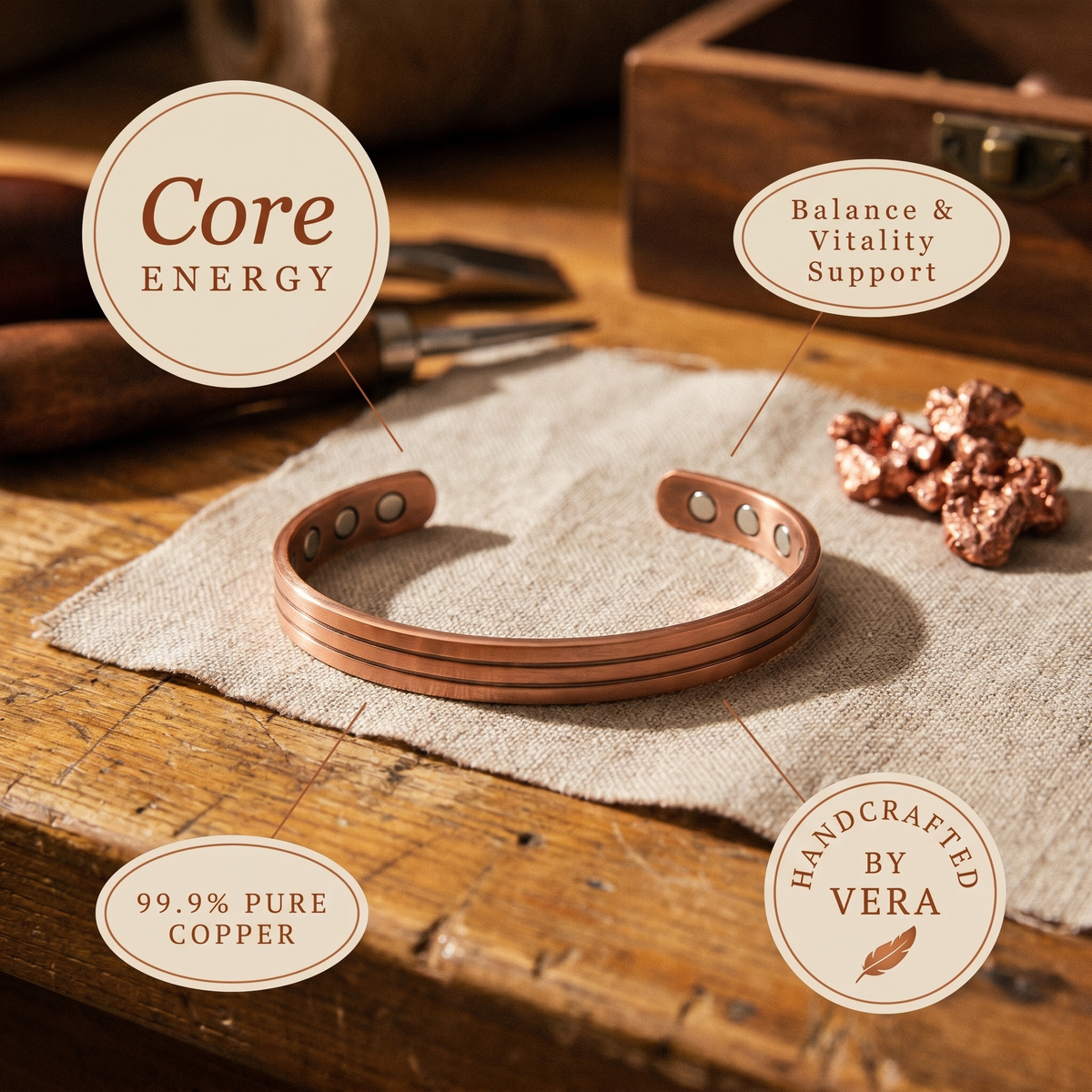 Pulseira de Cobre Core da Nancy