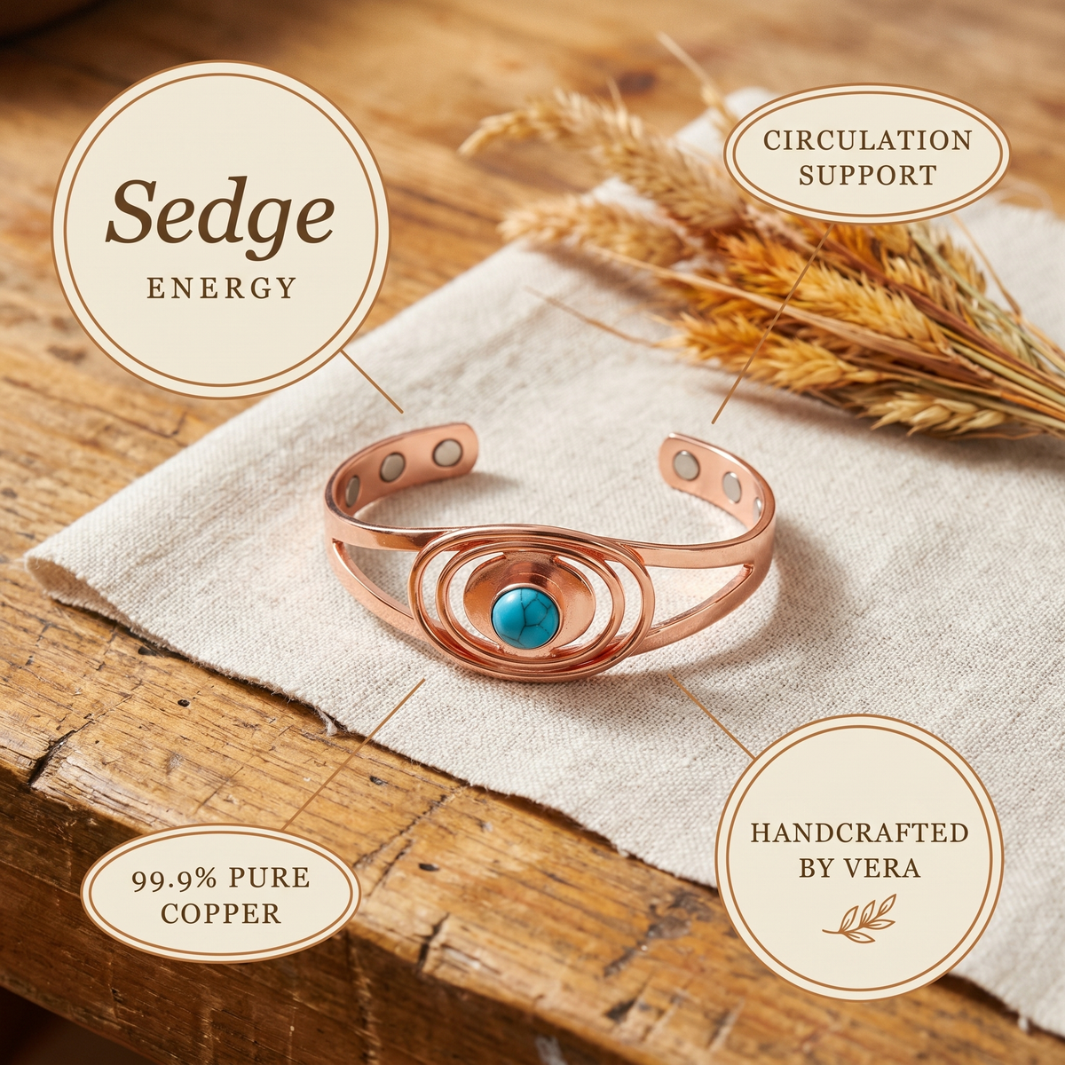 Pulseira de Cobre Sedge de Nancy