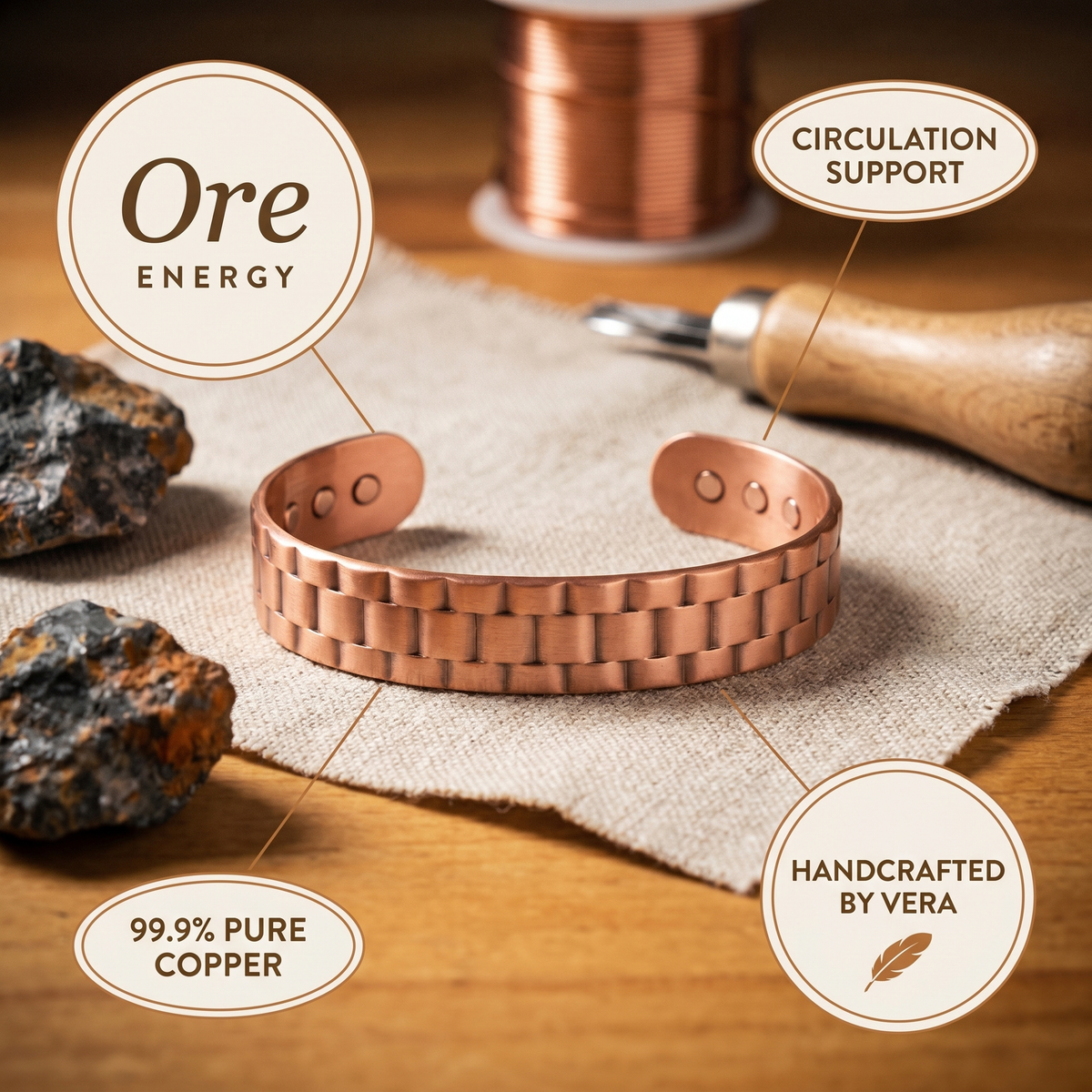Pulseira de Cobre para Homens da Nancy