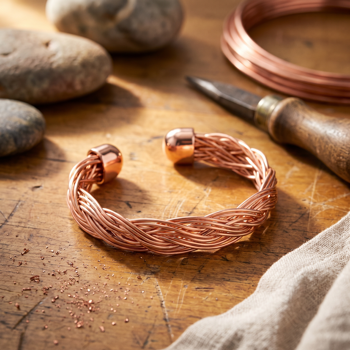 Pulseira de Cobre em Cuff de Ulmeiro da Nancy