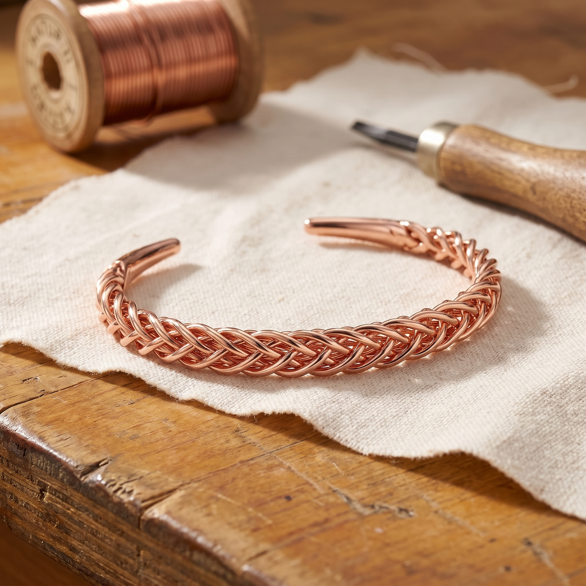 Pulseira de Cobre da Nancy com Design de Raposa