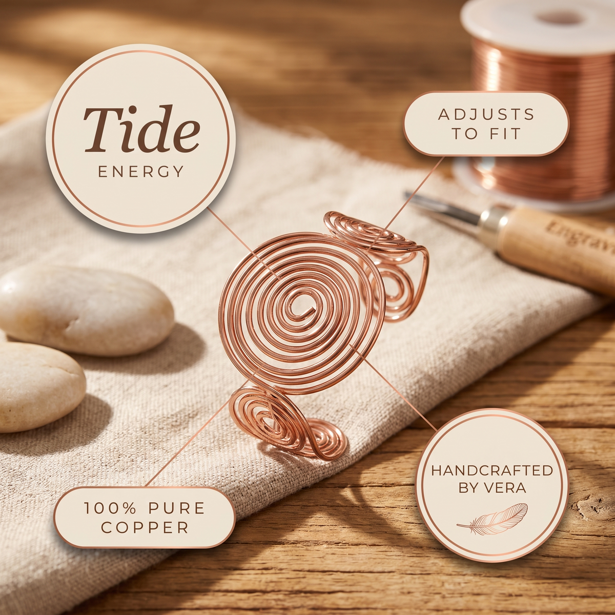 Pulseira Espiral de Cobre da Nancy