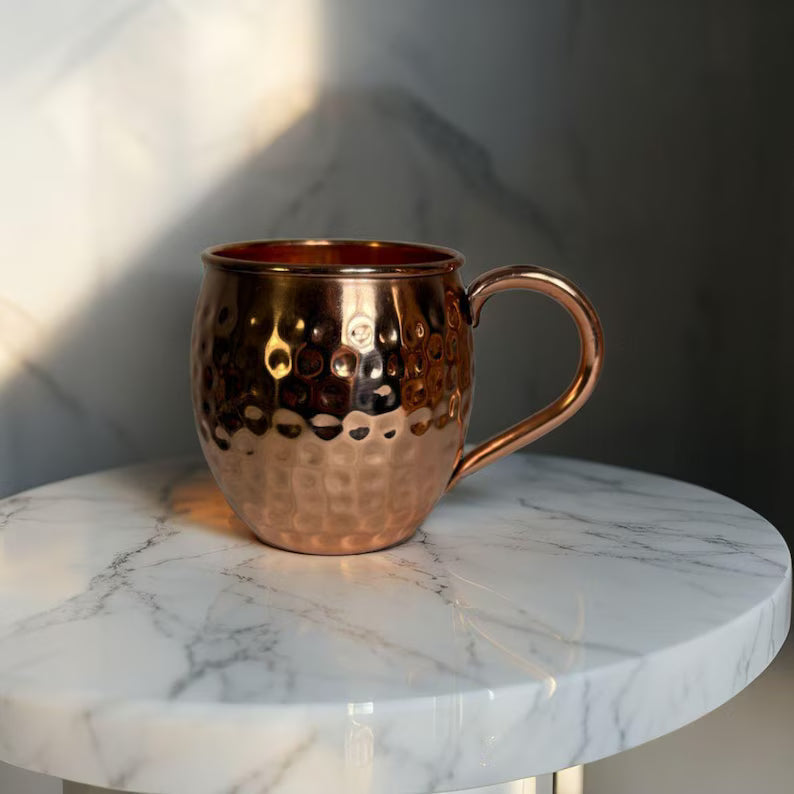 Caneca de Cobre Puro Martelada à Mão da Nancy com Tampa